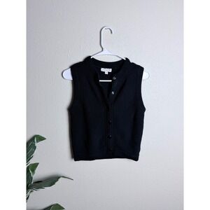 J. Crew Black Knit Sweater Vest Button Down Sleeveless Cardigan Top